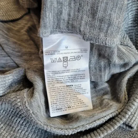 BANANA REPUBLIC Shirt Womens Medium Gray Long Sleeve Speckled Ruffle Hem - Picture 12 of 13